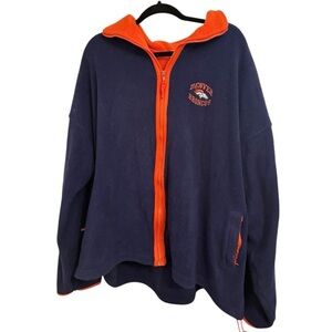 Denver Broncos Vintage Fleece Jacket Blue Orange 2XL Full Zip NFL Apparel 90s